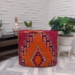 Vintage Kilim Pouf, Moroccan boujaad pouf, floor cushion cover-mqnifique floor cushion-Outdoor Furniture Pouf-Vintage Berber Pouf image 10
