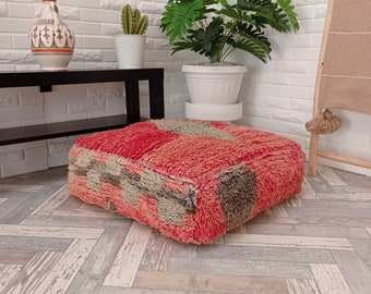 Pouffe kilim tejido a mano- Decoración de sala de estar Boho-Puf marroquí Kilim-Cushio de piso bereber -Hassock & Reposapiés otomano - Sin relleno