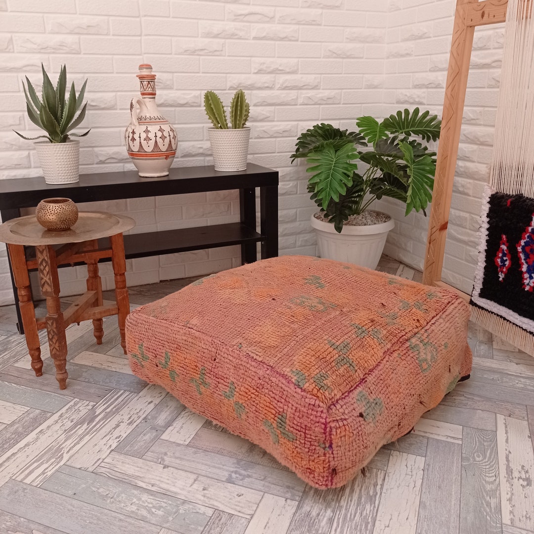 Moroccan Floor Cushion , Customized Nursery Room Square Pouf, Handmade — free download
