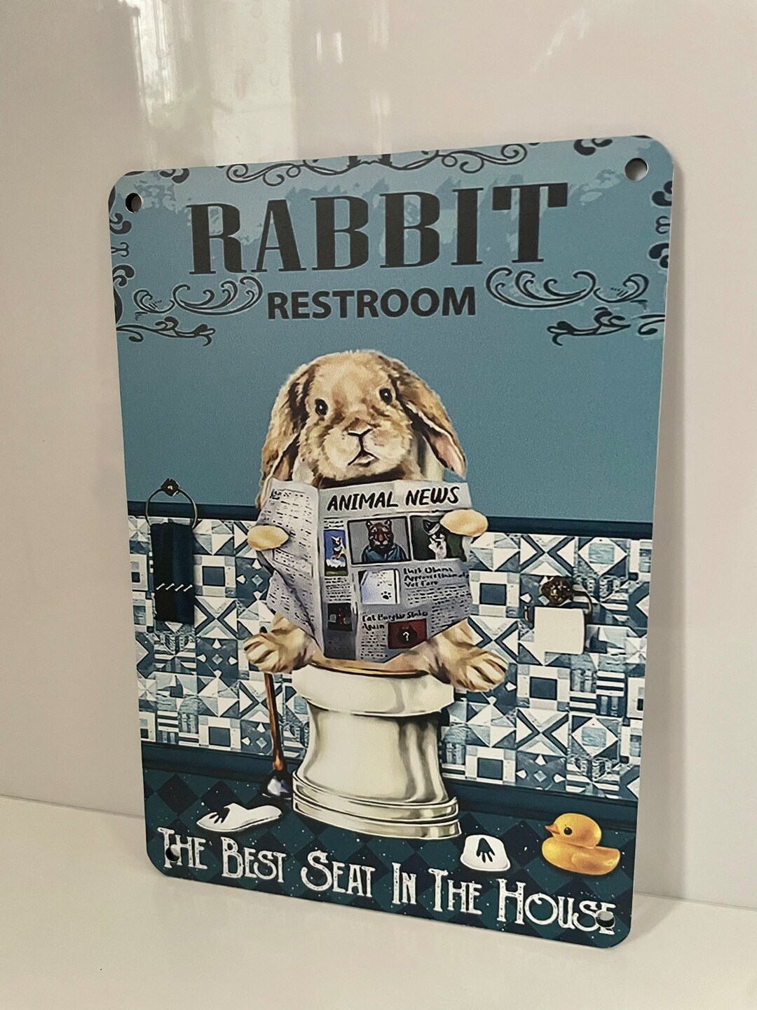 Peter Rabbit Restroom Sign Funny Rabbit Restroom Sign | Retro Vintage Home Decor, Waterproof ...