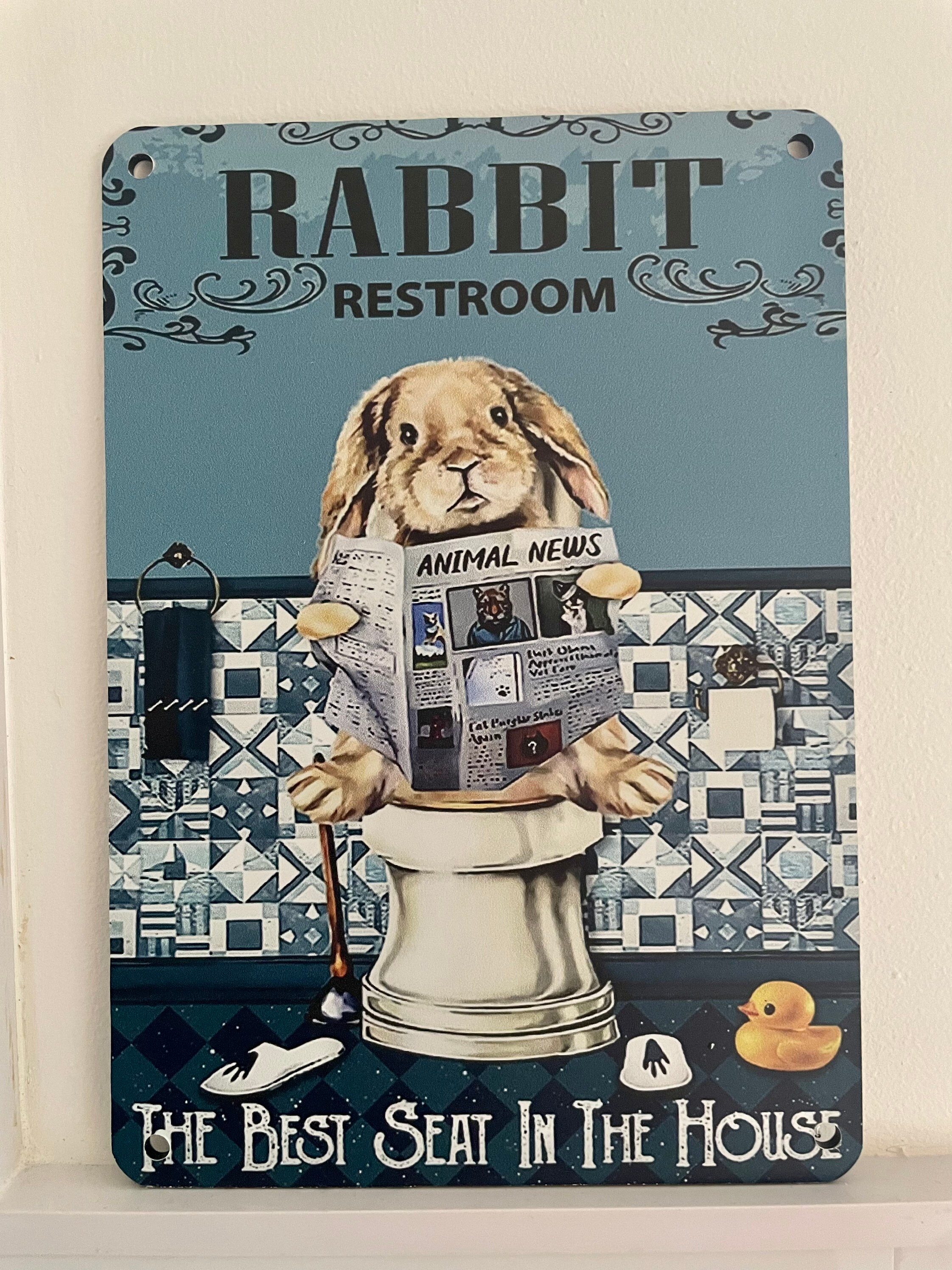 Peter Rabbit Restroom Sign Funny Rabbit Restroom Sign | Retro Vintage Home Decor, Waterproof ...