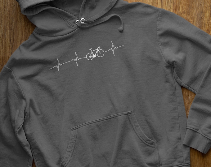 Racefiets hartslag hoodie / Verjaardagscadeaus voor fietsers / Racefietscadeaus / Fiets hoodie / Fietscadeaus / Kerstcadeaus voor fietsers