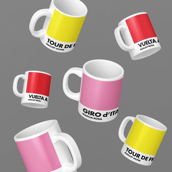 Grand Tour Cycling Mug Set: Giro, Tour de France, Vuelta Espana, World Champion