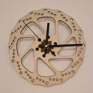Handmade Birch Plywood Cycling Disc Brake Clock - Gift for Cyclists