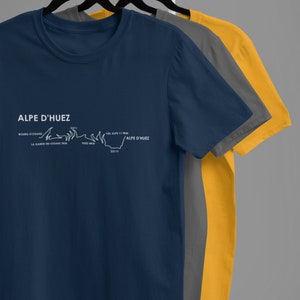 Carte de l'Alpe d'Huez / Cadeaux cyclistes / Cadeaux d'anniversaire cyclistes / Cadeaux cyclistes / T-shirt cycliste / Cadeaux de Noël