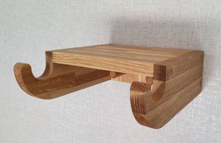 Handmade Solid oak wall mounted bike rack, Oak bike rack, Christmas gifts, Bicycle storage shelf, Bike accessories shelf, Birthday gifts