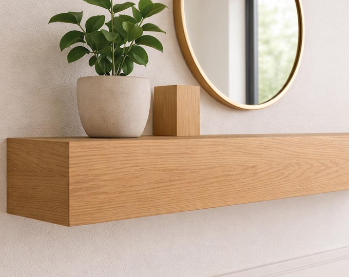 White Oak Fireplace Mantel, Floating Shelf, Bedroom Shelving, Bathroom Shelves, Custom Mantel, Modern Mantel, Wood Beam, Wooden Shelf