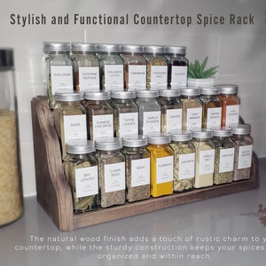 Handmade Spice Rack, Spice Holder, Kitchen Storage, Spice Bottle Rack, Custom Spice Rack, Wood Spice Rack Countertop, Wall Spice Shelf