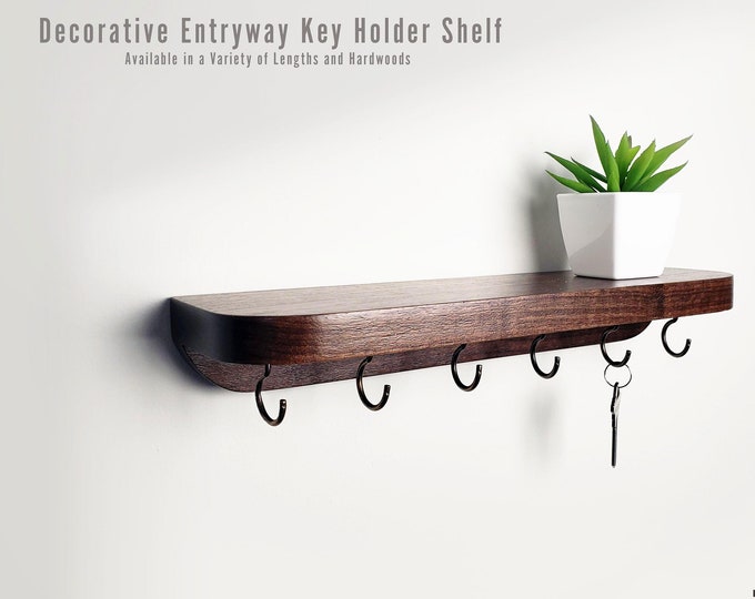 Key Holder Shelf, Key Holder for Wall, Wall Mounted, Key Hanger, Entryway,  Bronze Hooks