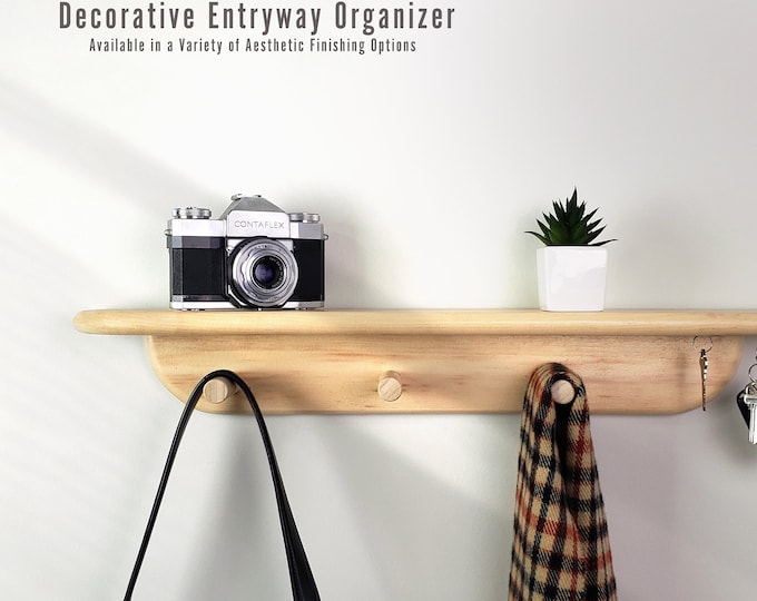 Wood Entryway Organizer, Entryway Shelf, Key Holder, Wall Mount Key Hook, Coat Rack,  Coat rack with shelf, Housewarming Gift