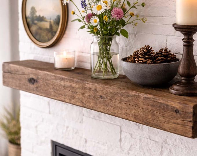 Rustic Fireplace Mantel, Floating Shelf, Bedroom Shelving, Bathroom Shelves, Custom Mantel, Modern Mantel, Wood Beam, Wooden Shelf