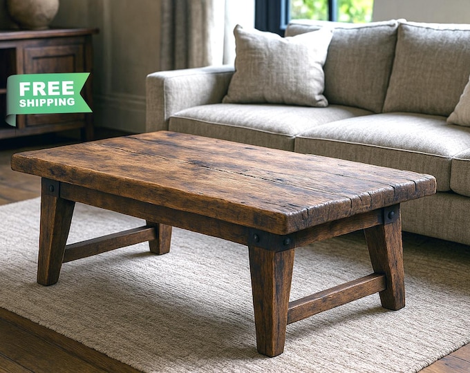 Rustic Coffee Table for Living Room, Distressed Wood Coffee Table Wood Living Room Table - Farmhouse Coffee Table Handmade Wood Coffee Table