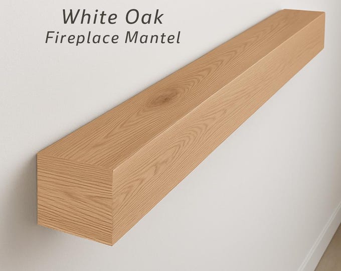 White Oak Fireplace Mantel, Floating Shelf, Bedroom Shelving, Bathroom Shelves, Custom Mantel, Modern Mantel, Wood Beam, Wooden Shelf