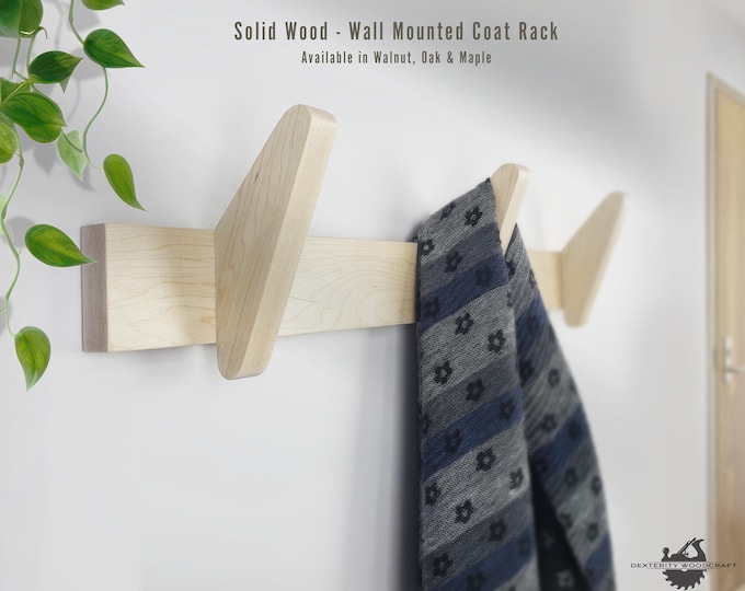 Wall Mounted Coat Rack, Mid Century Modern Coat Rack, Entryway Organizer, Wooden Coat Rack, MCM, Maple Coat Rack, Walnut Coat Rack, Oak