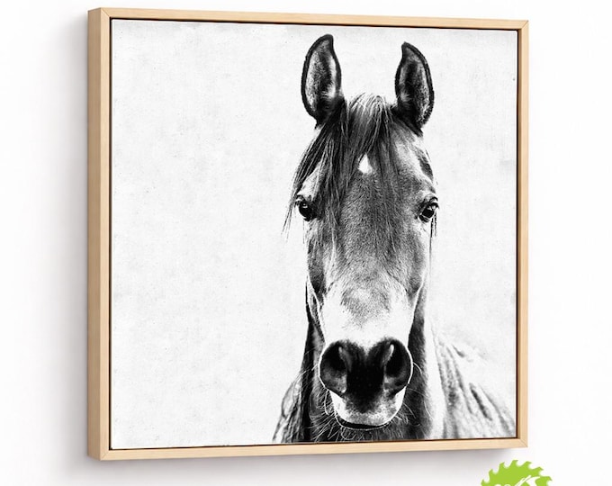 Minimalist Horse Portrait Wall Art, Black and White Equine Print, Modern Farmhouse Decor, Rustic Horse Artwork, Scandinavian Animal Wall Art