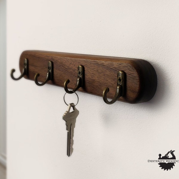 Walnut Key Holder, Key Hooks, Wall Key Holder, Key Organizer, Wall-Mounted Entryway Organizer for Keys, Maple Key Organizer