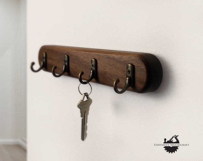 Walnut Key Holder, Key Hooks, Wall Key Holder, Key Organizer, Wall-Mounted Entryway Organizer for Keys, Maple Key Organizer