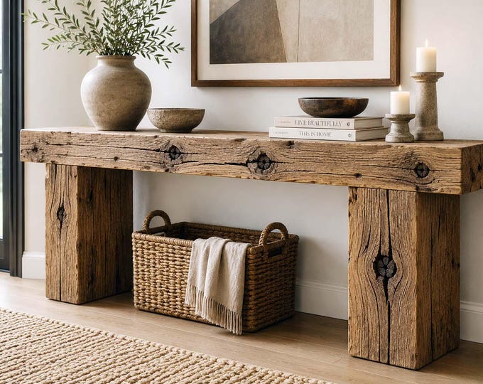 Rustic Console Table | Reclaimed Beam Entryway Table | Farmhouse Sofa Table | Hallway Table | Modern Rustic Console | Wood Entry Table