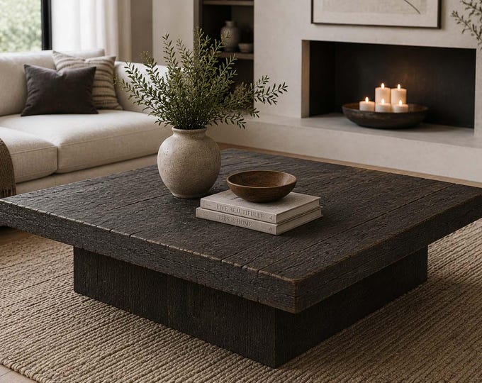 Rustic Wood Coffee Table | Farmhouse Coffee Table | Heavy Timber Living Room Table | Modern Rustic Furniture | Chunky Wood Coffee Table