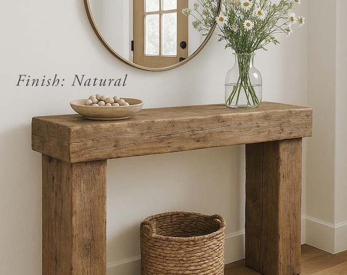 Rustic Pine Console Table – Handmade Entryway Table, Farmhouse Beam Console, Hollow Beam Design