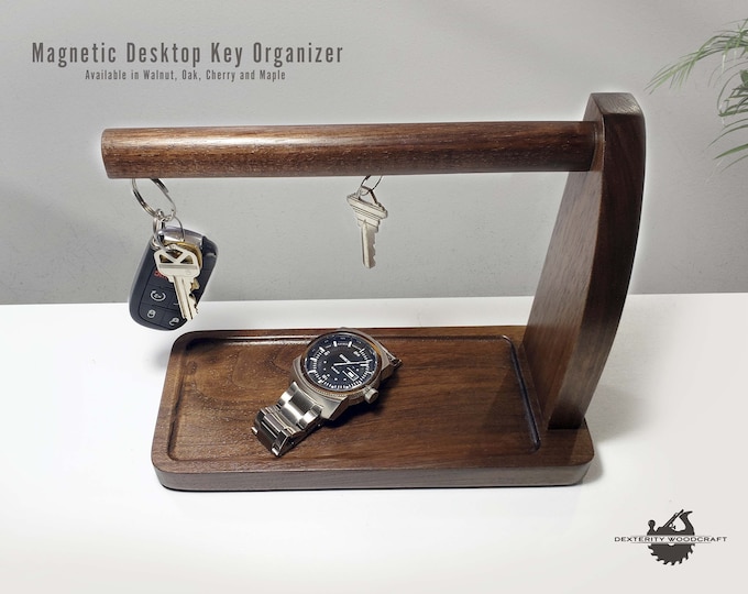 Magnetic Key Holder Organizer, Key Holder for Table, Key Hanger, Entryway Decor, Key Organizer, Wood Key Tray, Key Holder Stand, Handcrafted
