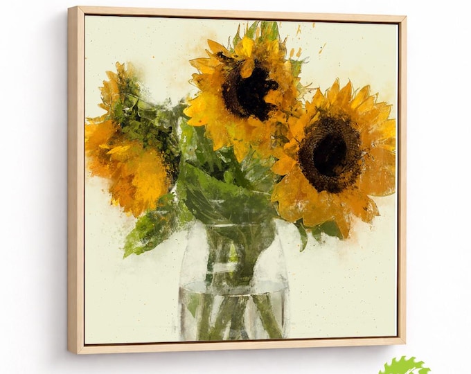 Rustic Sunflower Wall Art, Fine Art Print with Floater Frame Option, Contemporary Floral Décor, Botanical Fine Art Print