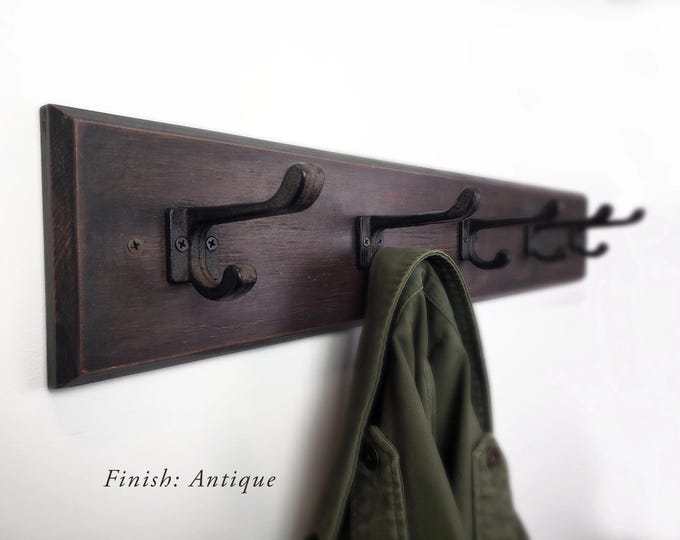 Wall Mounted Coat Rack, Rustic Coat Rack, Wall Hanging, Entryway Organizer, Wooden Coat Rack, Black Hooks, Mudroom Coat Rack, Handcrafted