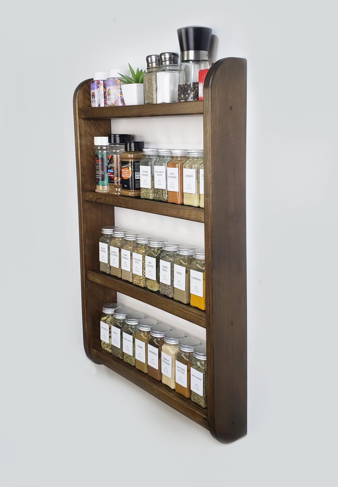 Spice Rack Handle Spice Rack, Handmade Wall Mounted Wooden Spice Holder, Spice Organizer ...
