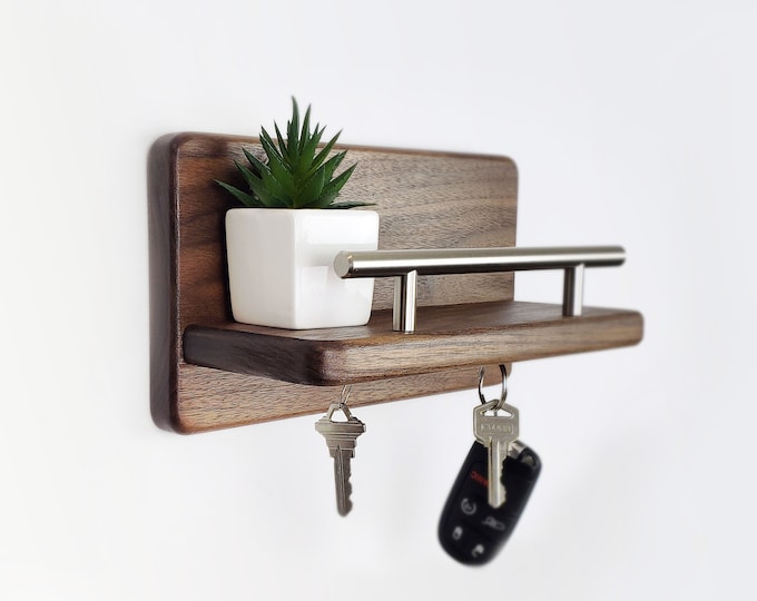 Magnetic Key Holder Shelf, Key Holder for Wall, Wall Mounted, Key Hanger, Entryway, Key Organizer, Floating Key Holder Shelf, Handcrafted