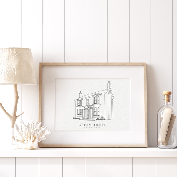 Custom Home Portrait Illustration | Personalised Print | House Illustration | Personalised House Drawing | Gifts for Him | Gifts for Her