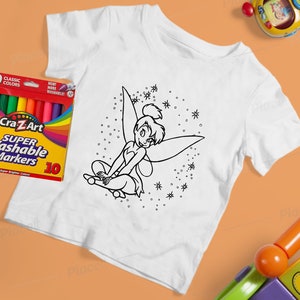 TINKER Bell KIDS Coloring Shirts w/ MARKERS!