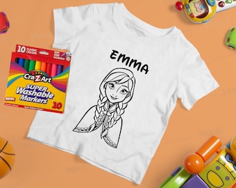 FROZEN Anna KIDS Kleurshirts w/ MARKERS!