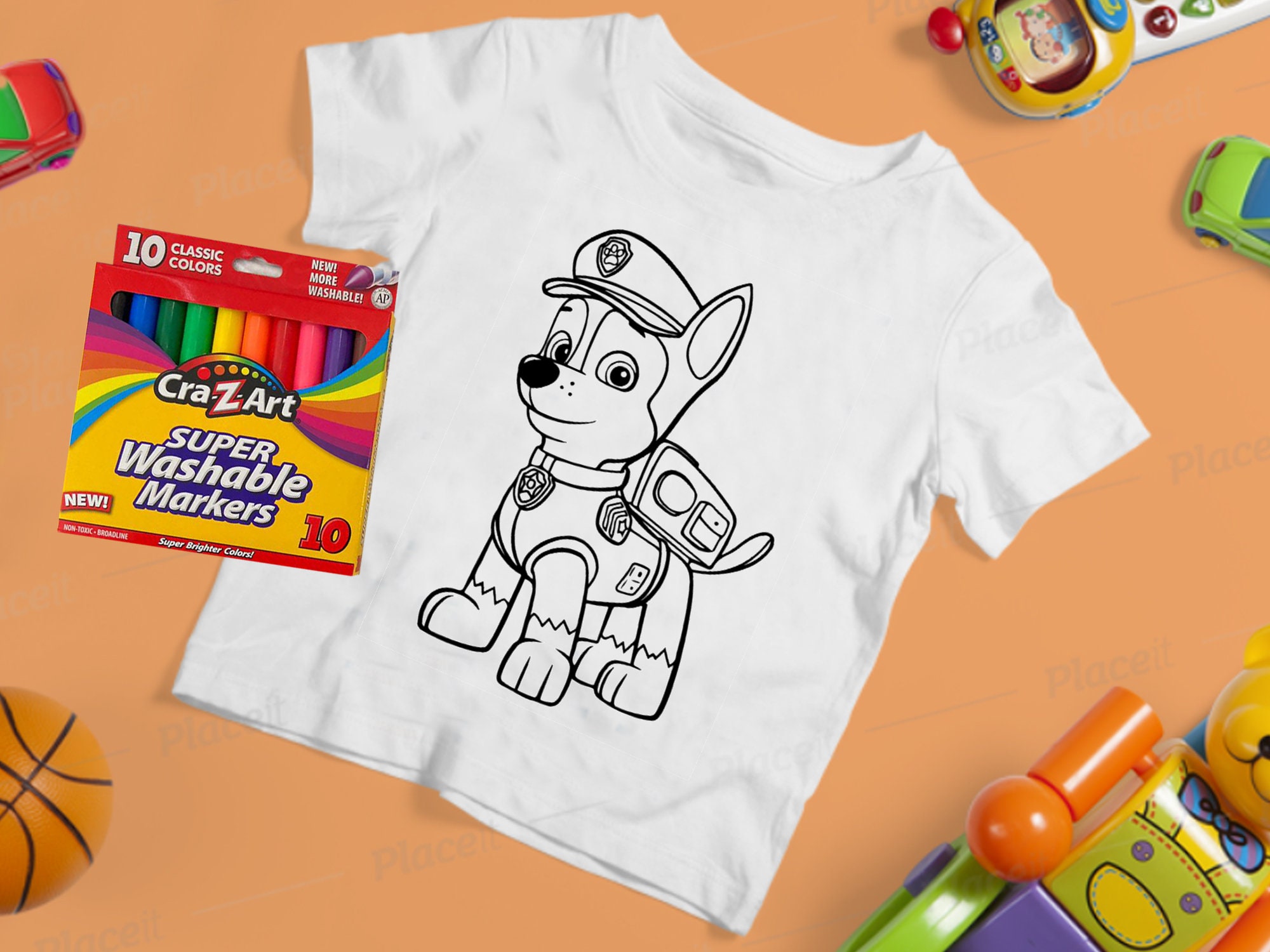 All Paw Patrol Kids Coloring Shirts W Markers Etsy
