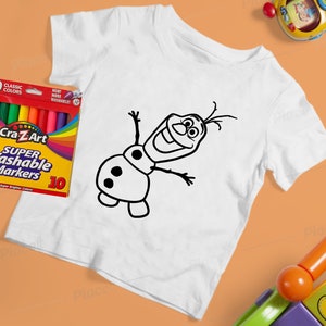 FROZEN Olaf KIDS Coloring Shirts w/ MARKERS!