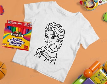 FROZEN Elsa KIDS Kleurshirts met MARKERS!