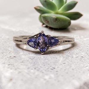 Tanzaniet platina sterlingzilveren ring maat 8 | Echte tanzaniet solitaire | ShopLC | 0,69 ctw