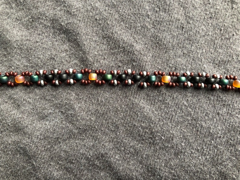 CoralGreen-GreyBlack Beaded Bracelet Colorful Bracelet