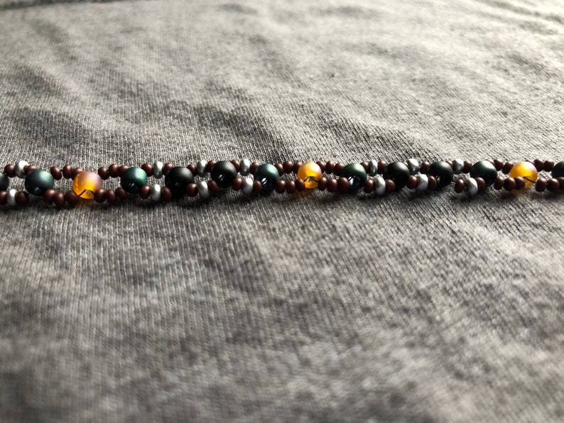CoralGreen-GreyBlack Beaded Bracelet Colorful Bracelet