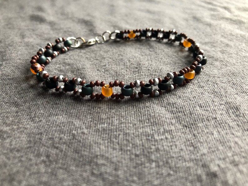 CoralGreen-GreyBlack Beaded Bracelet Colorful Bracelet