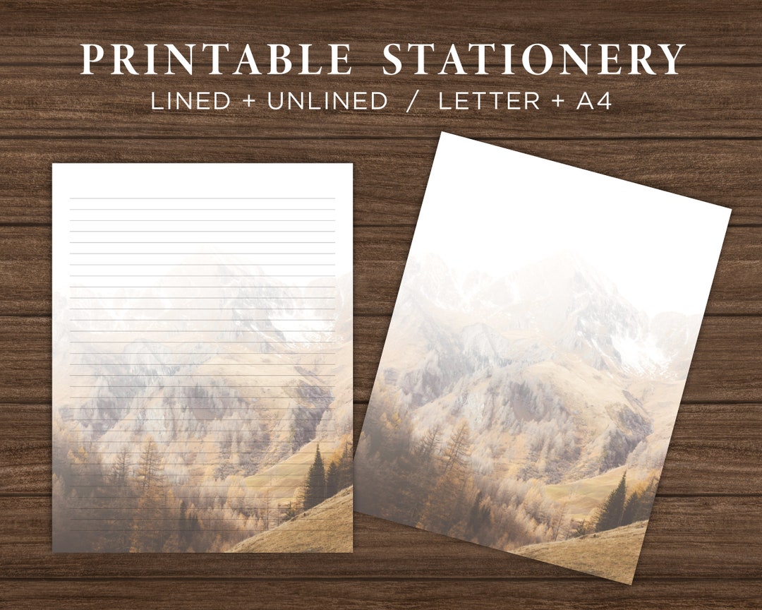 Sepia Hills Downloadable Stationary Paper / Autumn Mountain ...