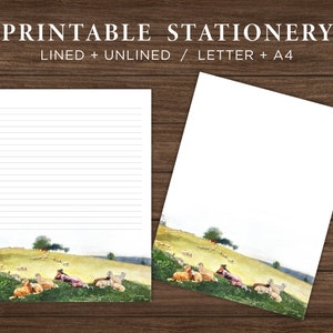 Sheep Pasture Instant Stationery / Winslow Homer Digital Stationary / Rural Landscape Print At Home Writing Paper / Art History Letterhead