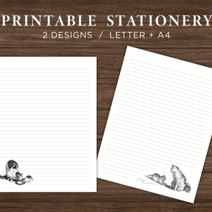 Cats & Kittens Printable Stationery Paper / Cat Printable Stationary Set / Writing Paper / Note Paper / Letter Paper / Digital Download