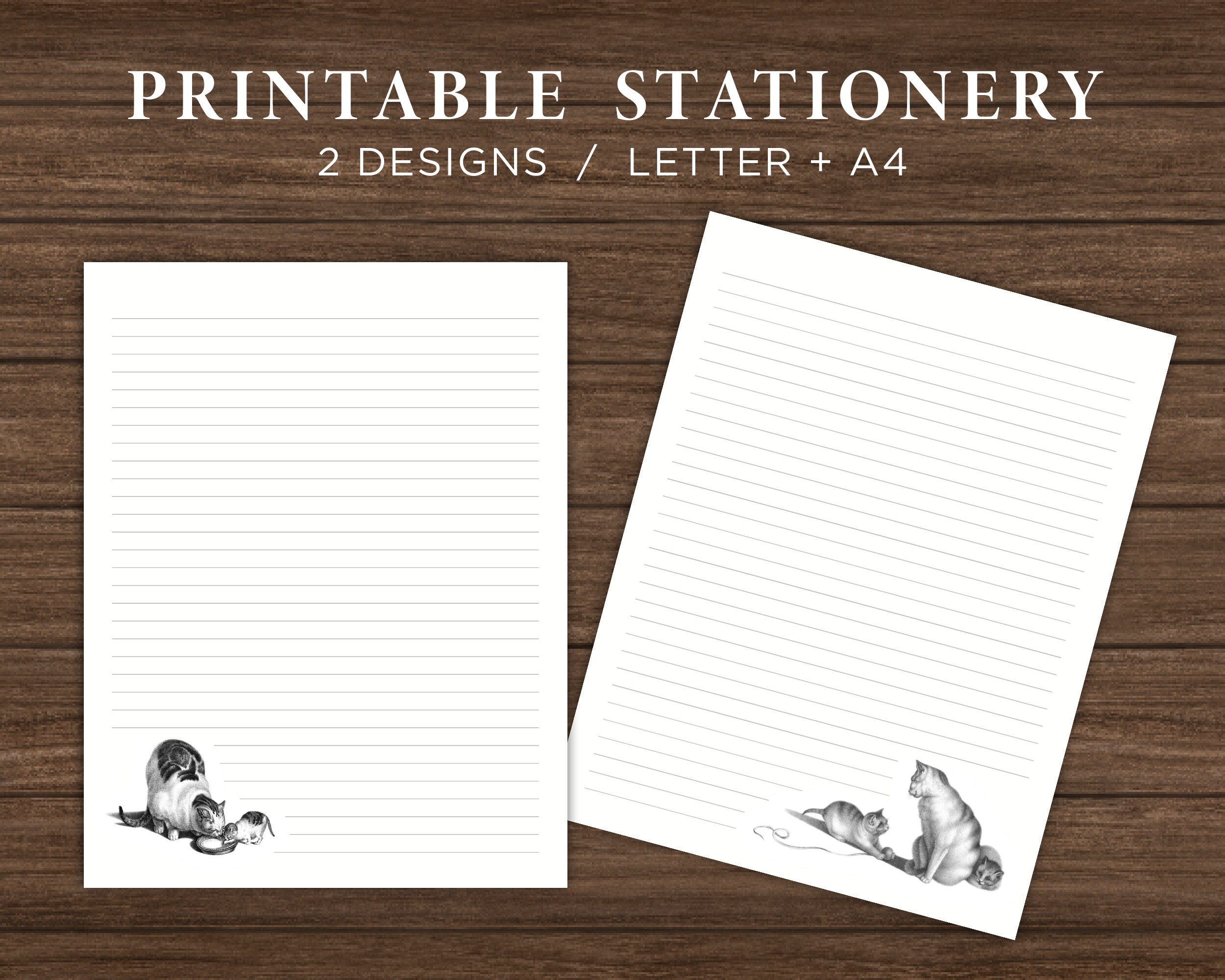Cats & Kittens Printable Stationery Paper / Cat Printable Stationary Set / Writing Paper / Note Paper / Letter Paper / Digital Download