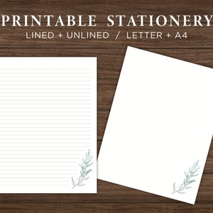 Elegantes Zweig druckbares Briefpapier / Schönes druckbares Briefpapier / Minimalistisches Briefpapier / Digital Download / Letter / A4