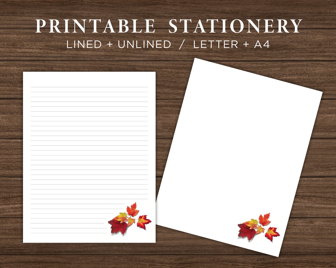 Autumn Leaves Printable Stationery Paper / Fall Printable Stationary ...