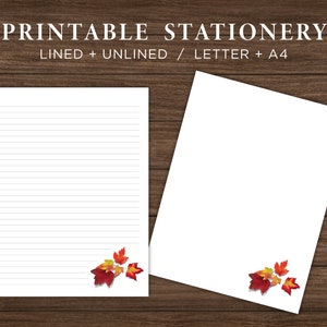 Autumn Leaves Printable Stationery Paper / Fall Printable Stationary Paper / Printable Note Paper / Digital Letter Paper / Instant Download