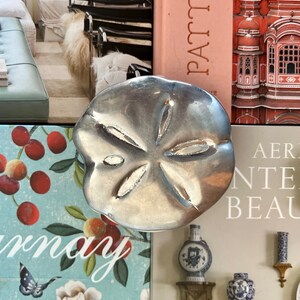 Sand Dollar Blue & White Covered Trinket Dish