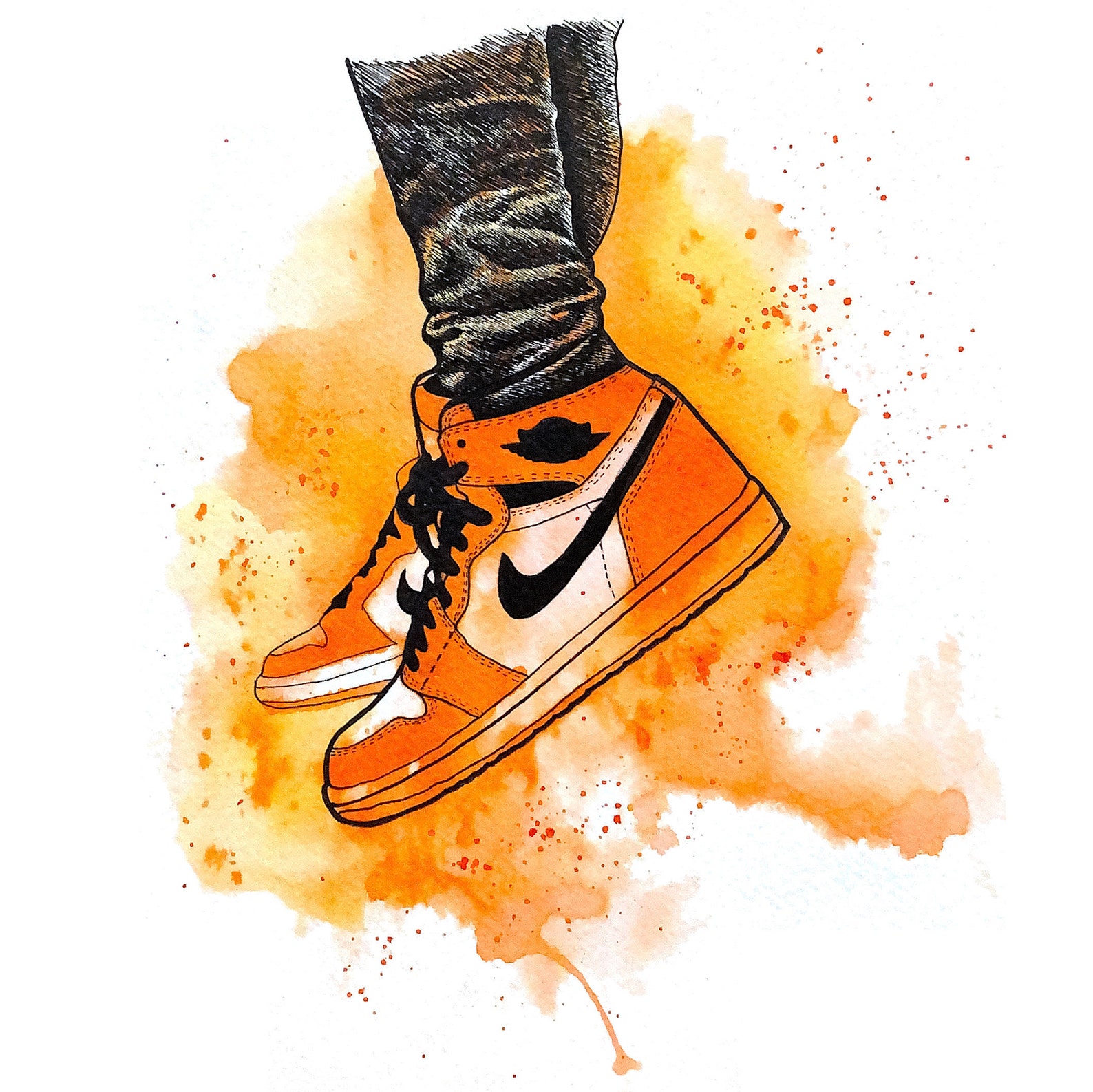 Air Jordan 1 Shoes Sneakers Poster Art Ink Etsy
