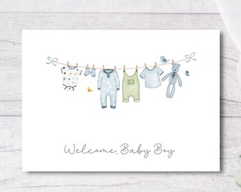 Baby Shower Card, New Baby Card For Newborn Baby Boy, Printable