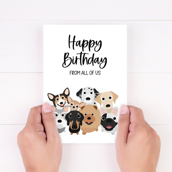 From All Of Us Birthday Card, Coworker Birthday Card, Group Birthday Card, Office Birthday Card From The Gang, Dog Birthday Card, Printable